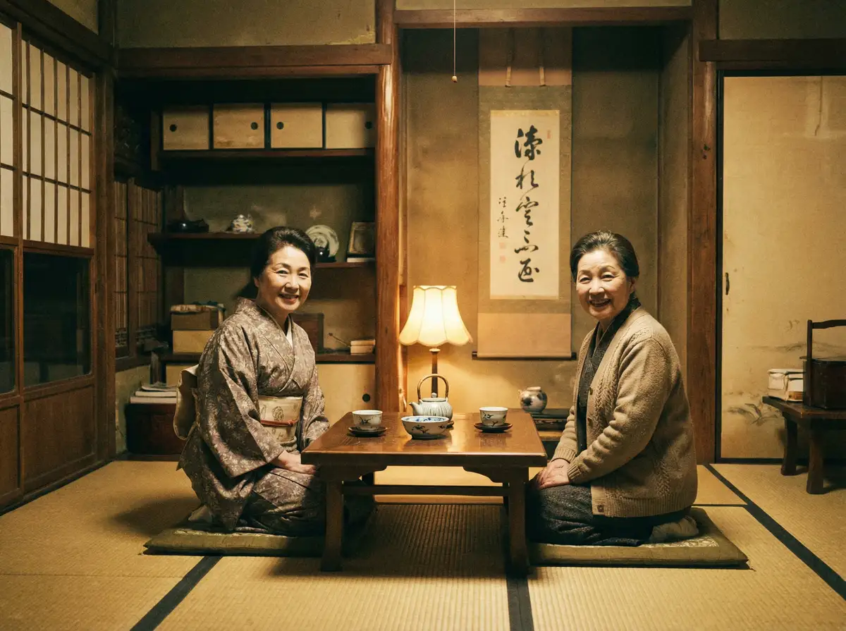 两位优雅的 集芳阁-集芳阁官方入口-在线播放|高清视频 在日式茶室中品茶交谈